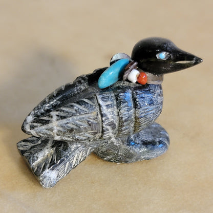 Very Cool Marble Raven w/Pack Zuni Fetish