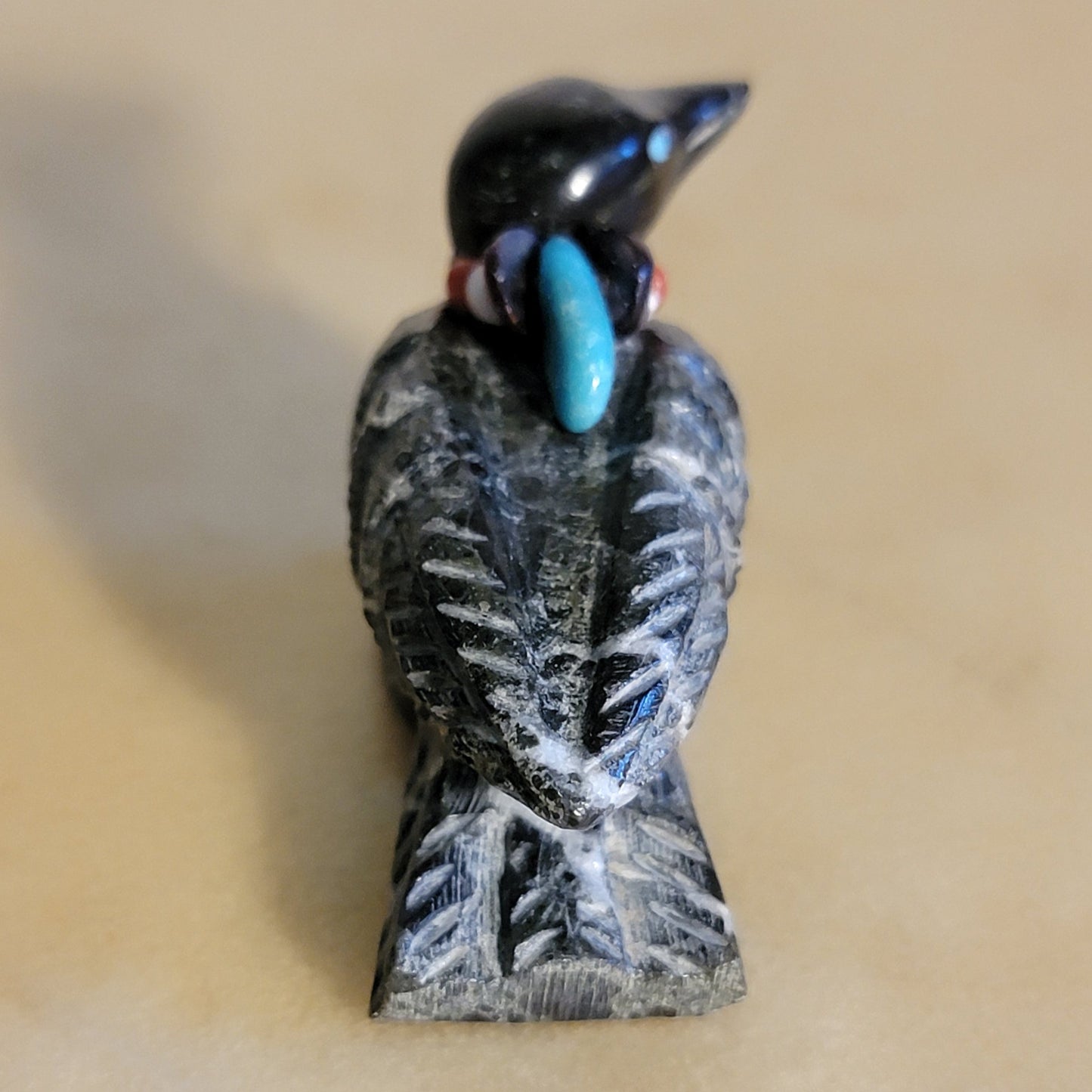 Very Cool Marble Raven w/Pack Zuni Fetish