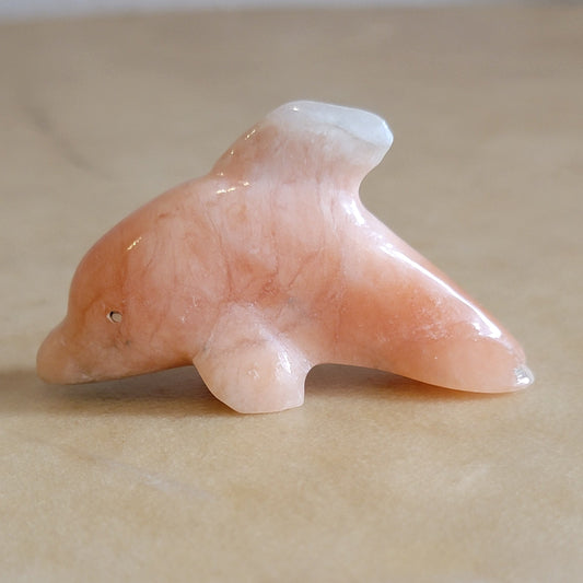 Peach Alabaster Pretty Dolphin Zuni Fetish