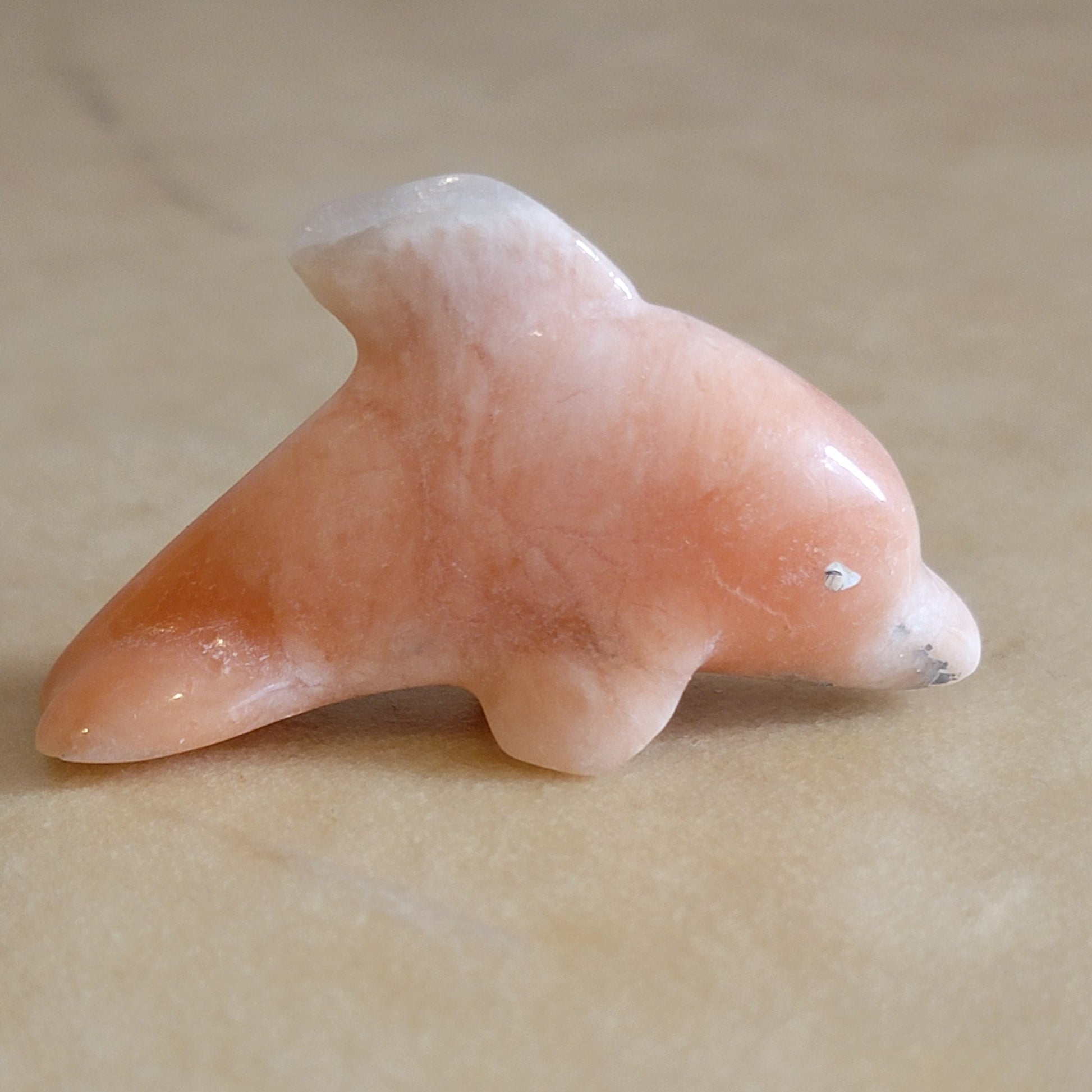 Peach Alabaster Pretty Dolphin Zuni Fetish