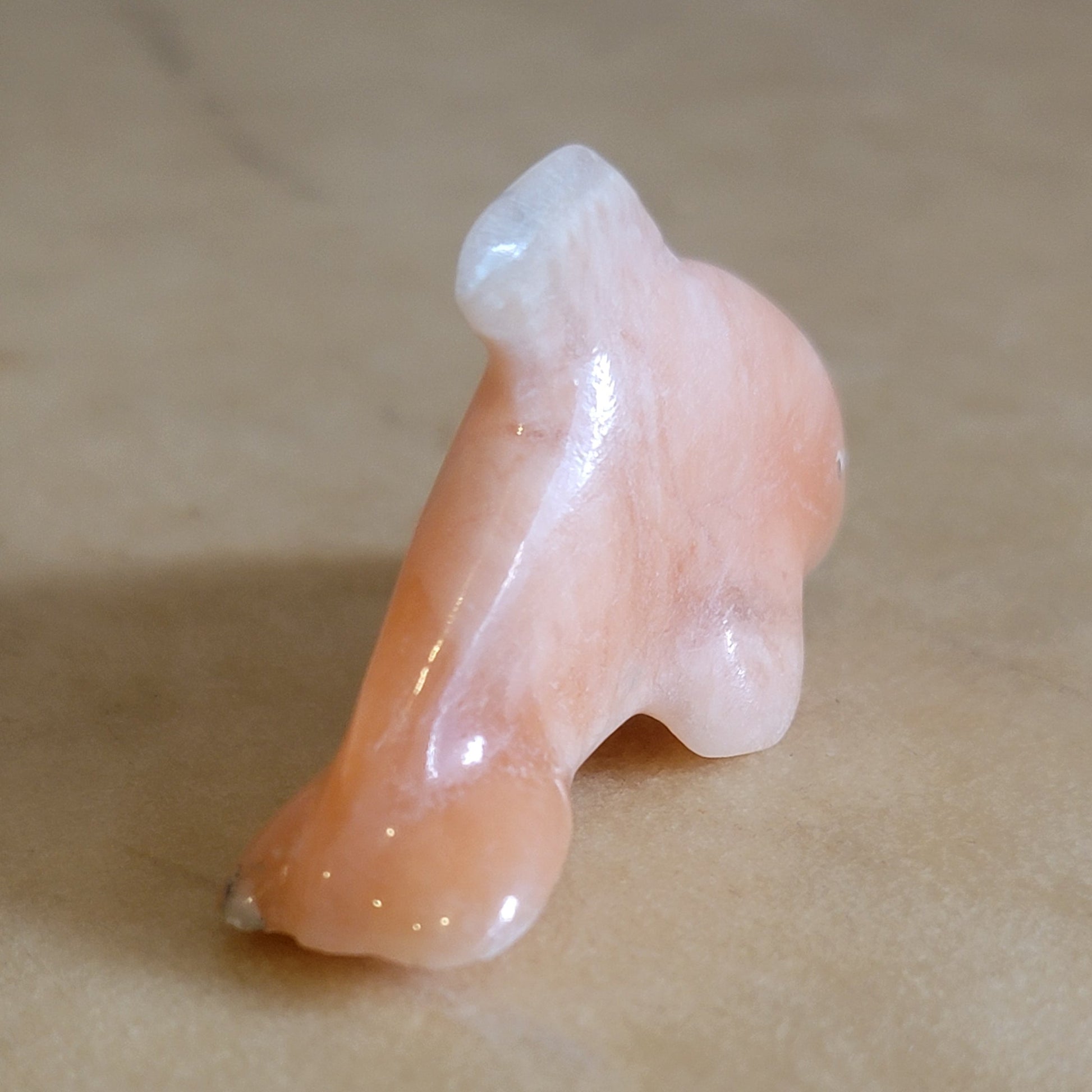 Peach Alabaster Pretty Dolphin Zuni Fetish