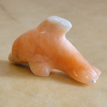 Peach Alabaster Pretty Dolphin Zuni Fetish