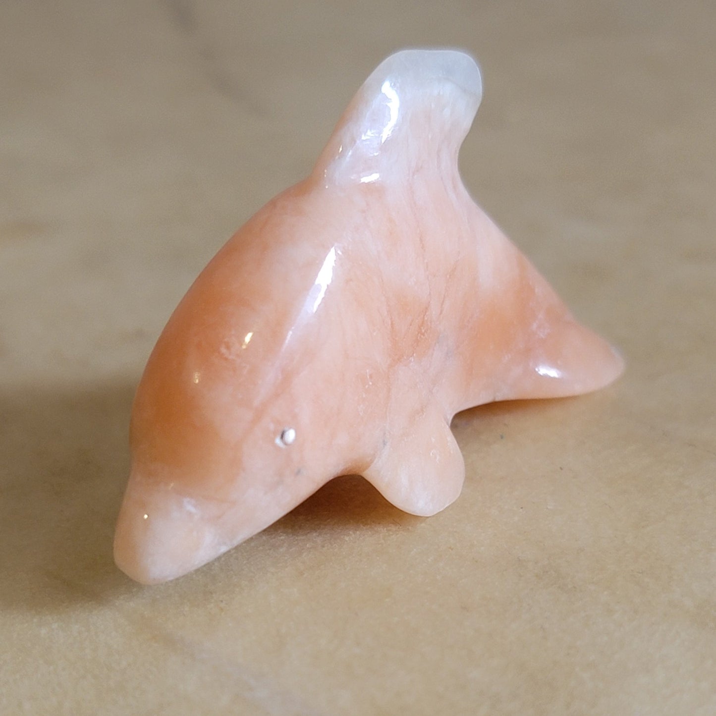 Peach Alabaster Pretty Dolphin Zuni Fetish