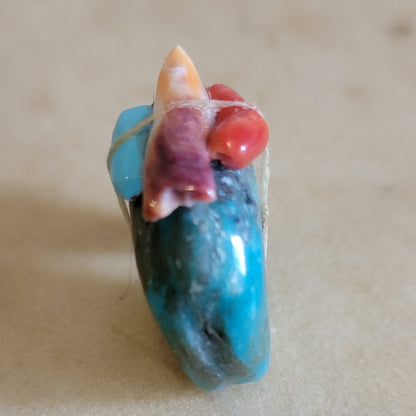 Turquoise Bear w/Colorful Pack Zuni Fetish