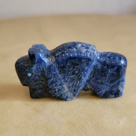 Cobalt Blue Sodalite Bison/Buffalo Zuni Fetish