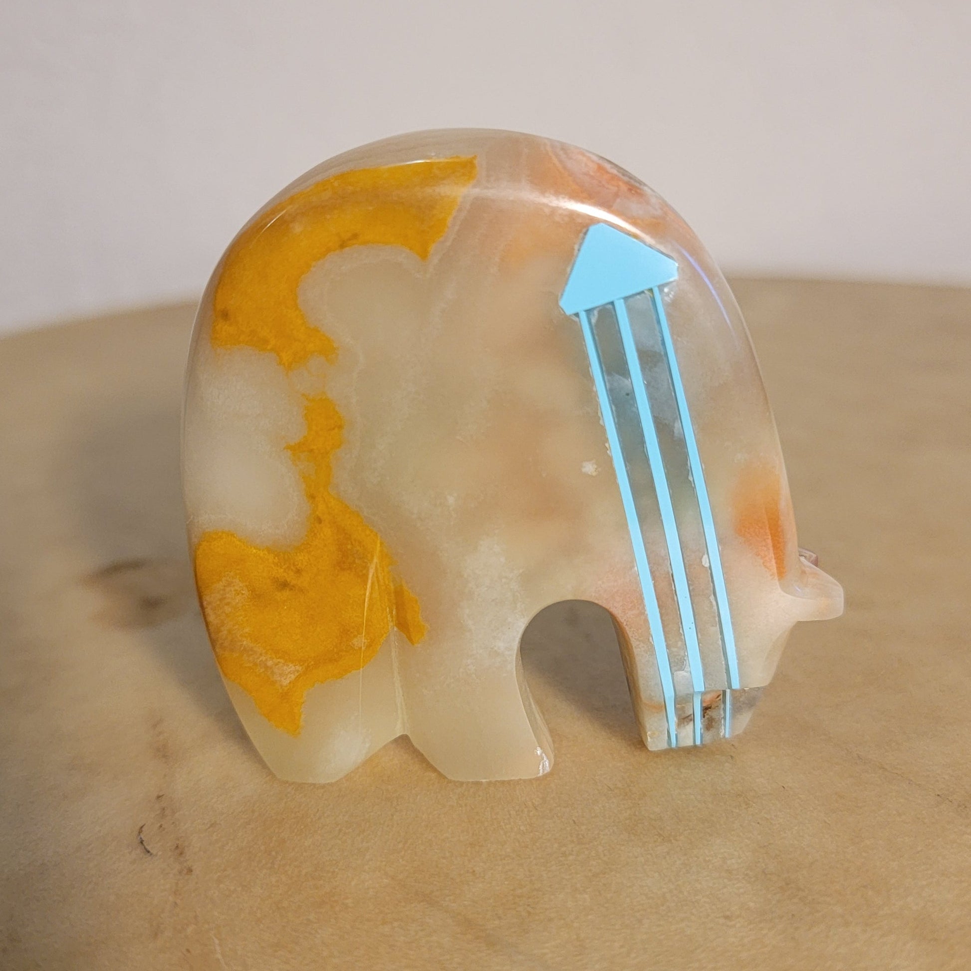 Elegant Onyx Medicine Bear w/ Triple Heartlines Zuni Fetish