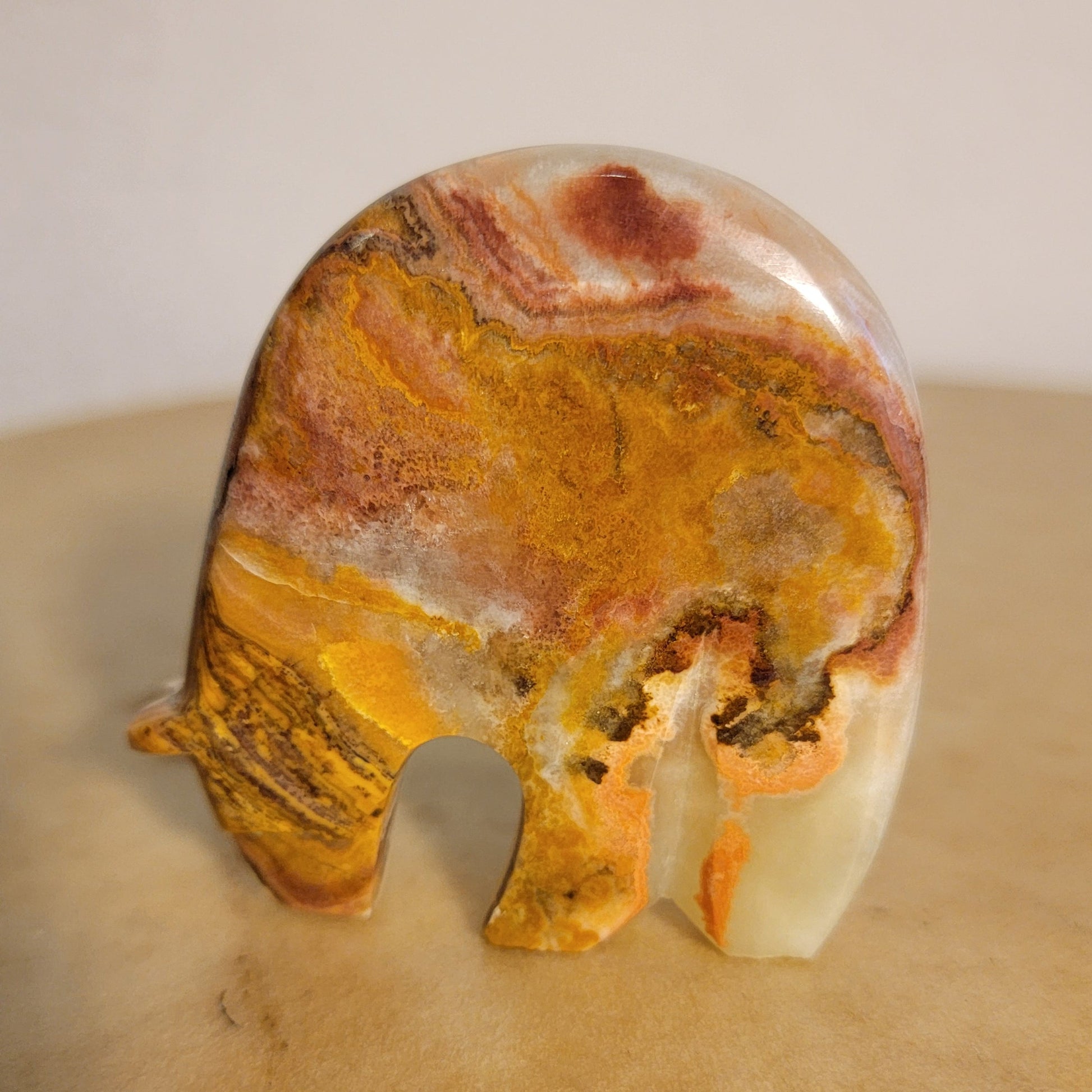 Elegant Onyx Medicine Bear w/ Triple Heartlines Zuni Fetish