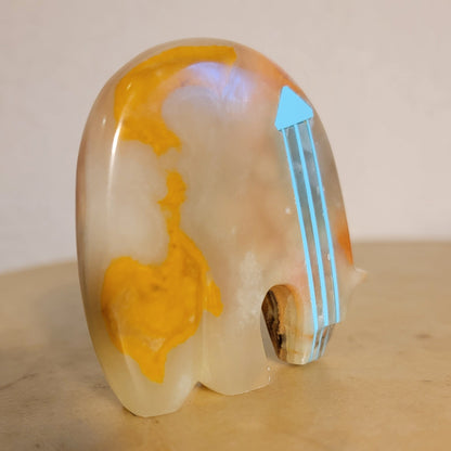 Elegant Onyx Medicine Bear w/ Triple Heartlines Zuni Fetish