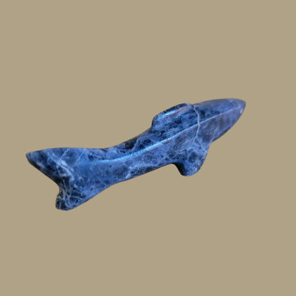 Sodalite Shark w/Silver Eyes Zuni Fetish