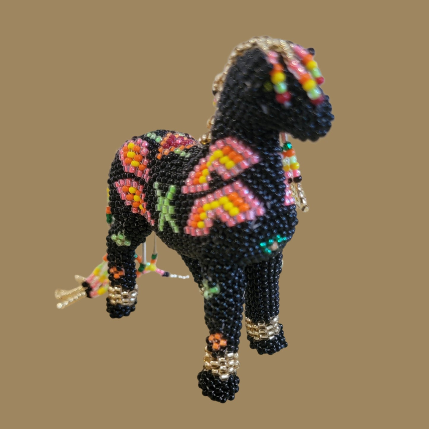 Fully Beaded Zuni Horse w/Long Tail and Mane Indian Beadwork