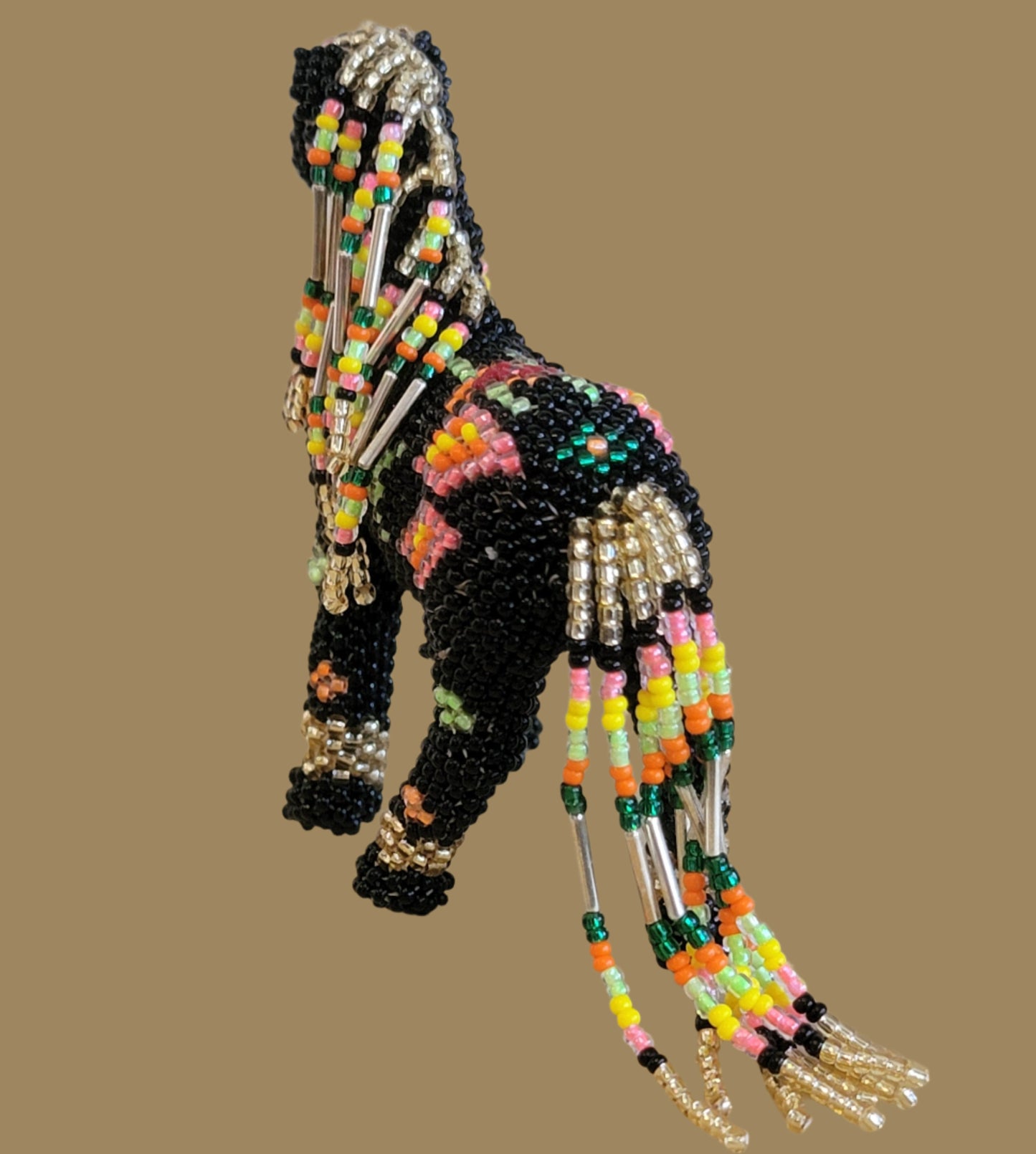 Fully Beaded Zuni Horse w/Long Tail and Mane Indian Beadwork