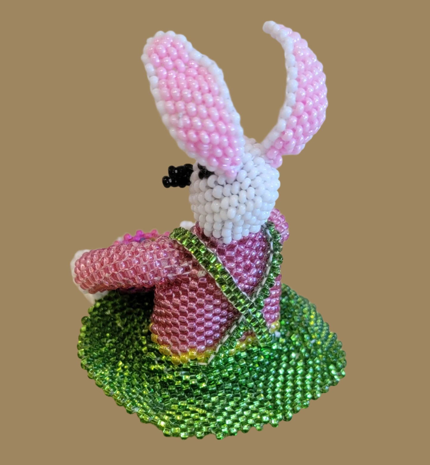 Absolutely Adorable Bunny Rabbit w/Easter Basket Full of Eggs Indian Beadwork