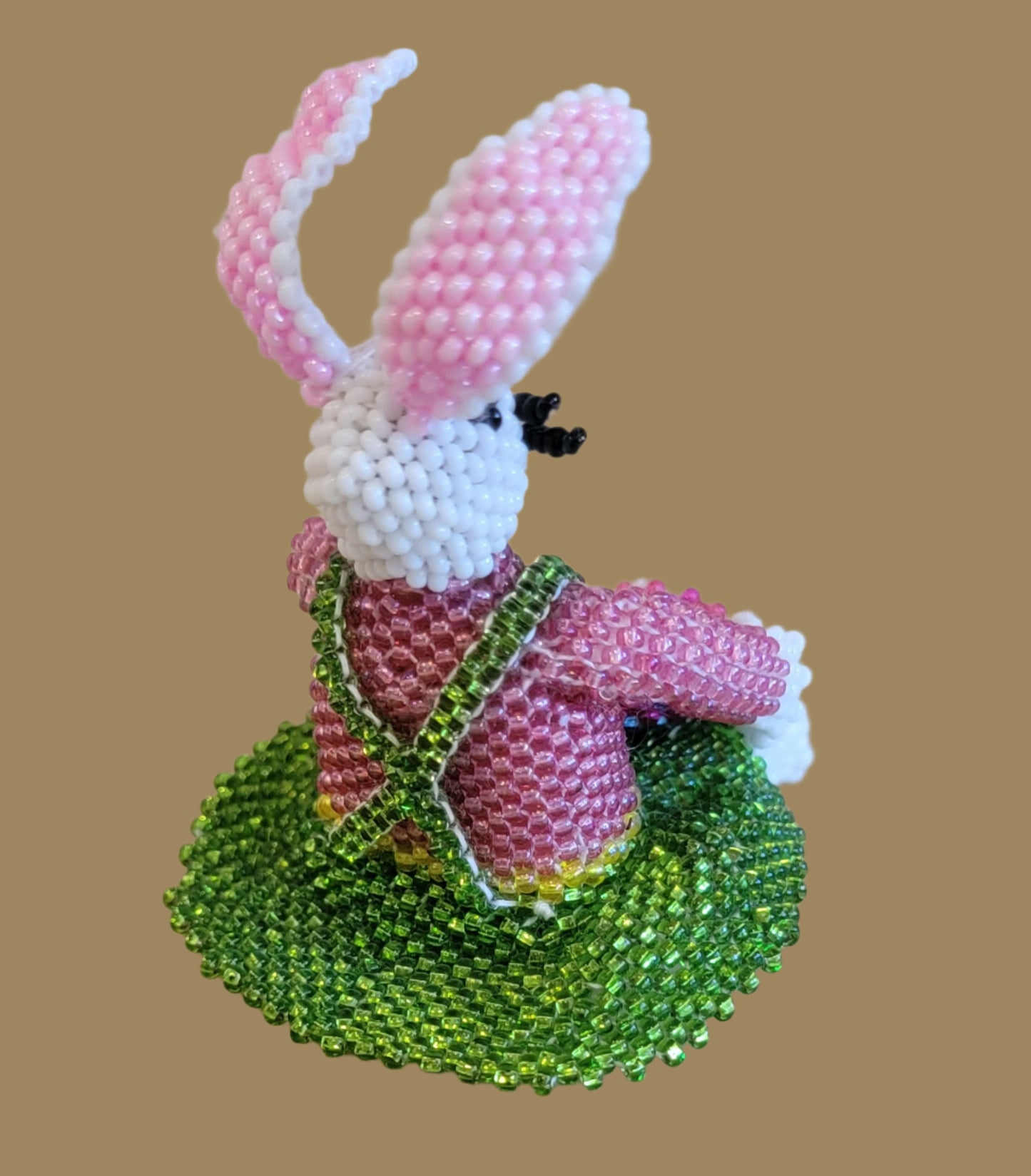 Absolutely Adorable Bunny Rabbit w/Easter Basket Full of Eggs Indian Beadwork