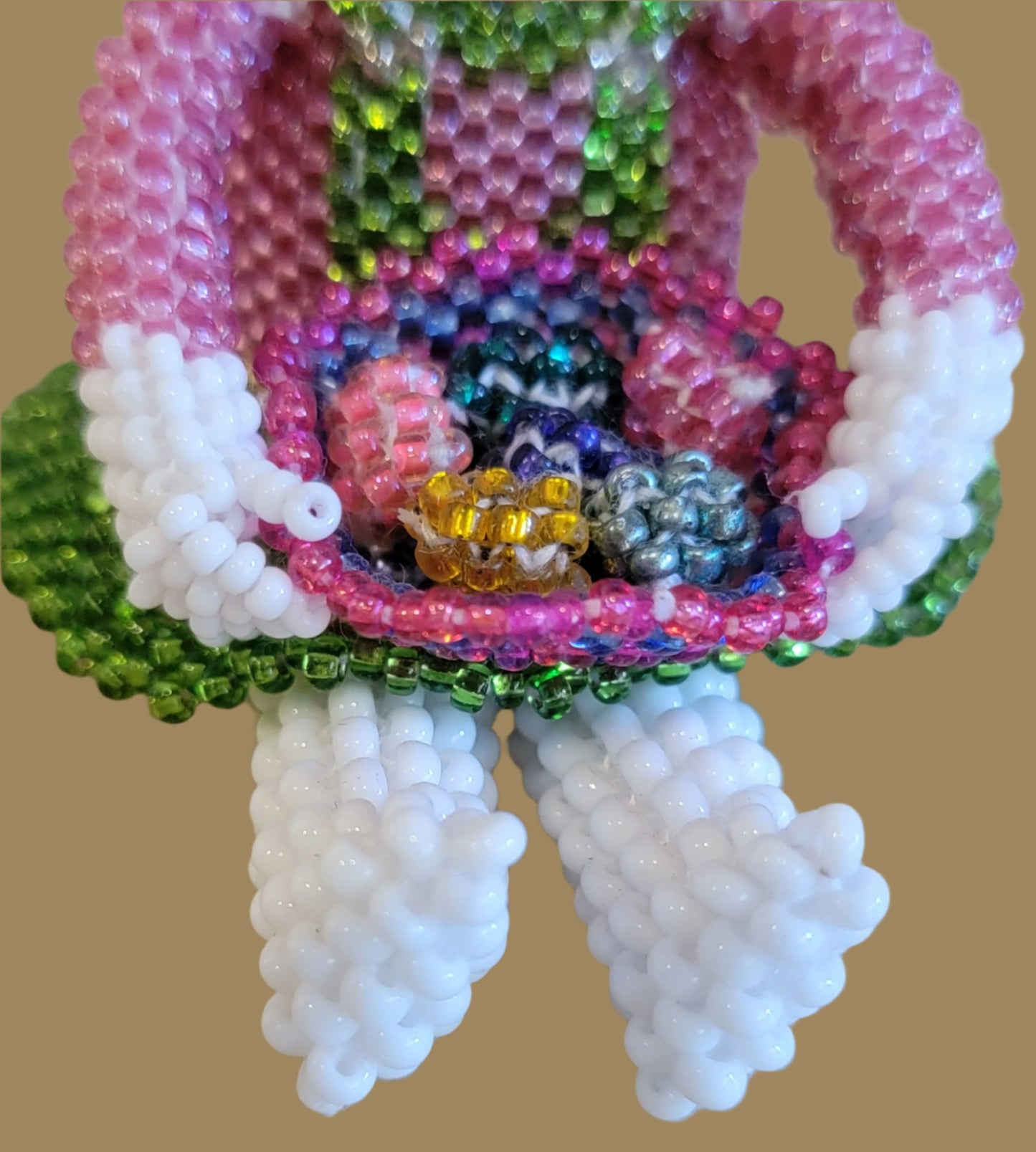 Absolutely Adorable Bunny Rabbit w/Easter Basket Full of Eggs Indian Beadwork