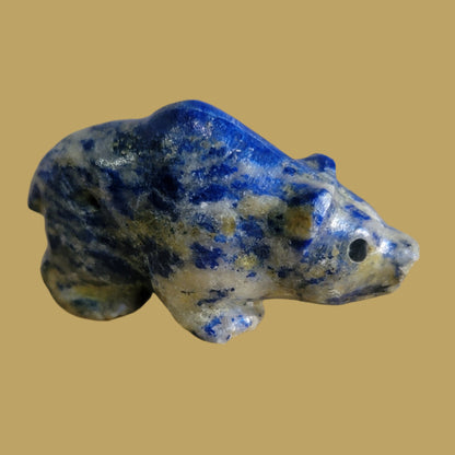 Lapis Navajo Grizzly Bear Miniature Zuni Fetish