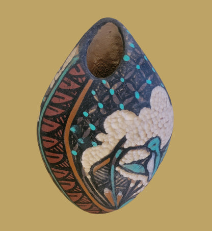 Textured Jemez Pueblo Pottery w/Hummingbird Motif 