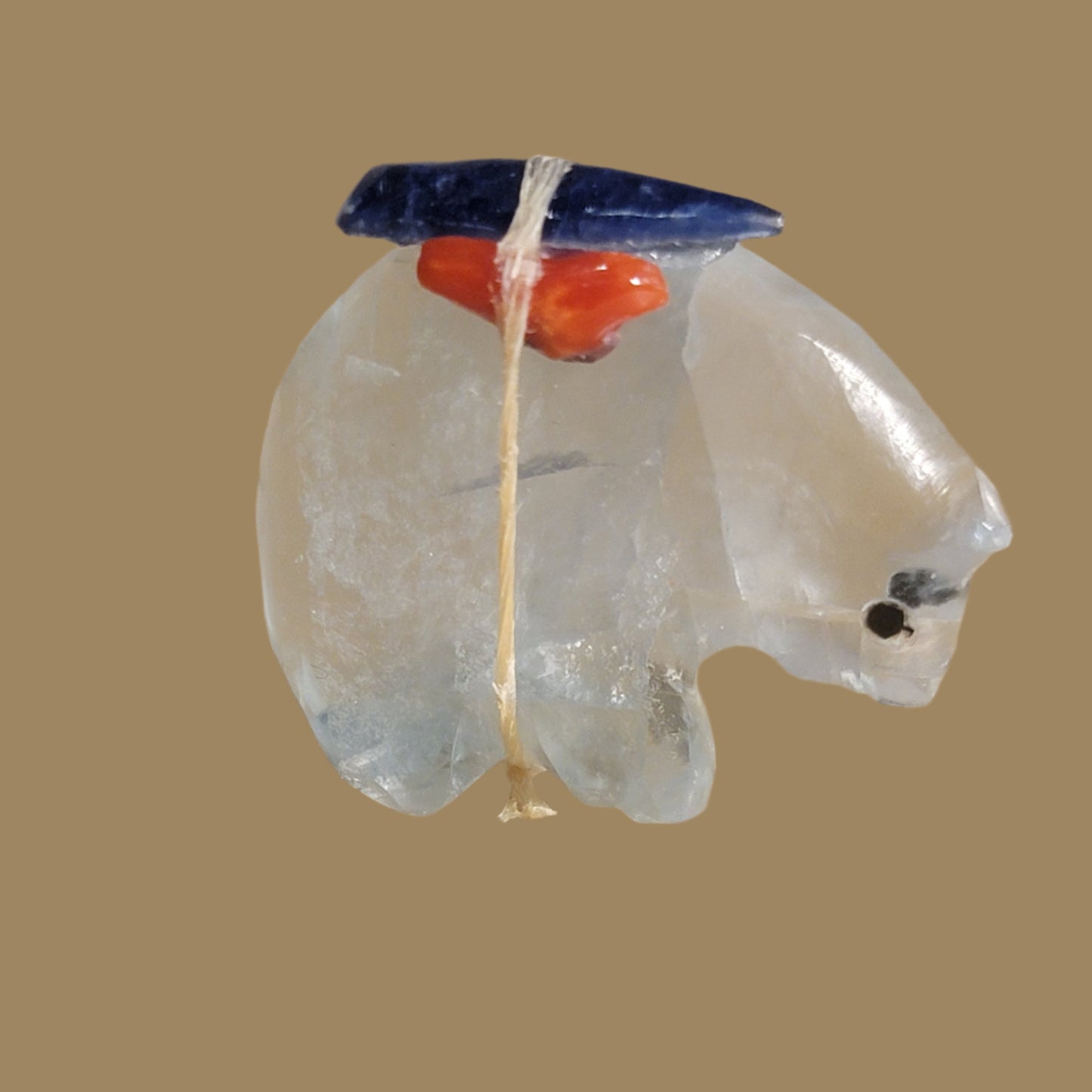 Fluorite Miniature Bear w/Pack Zuni Fetish