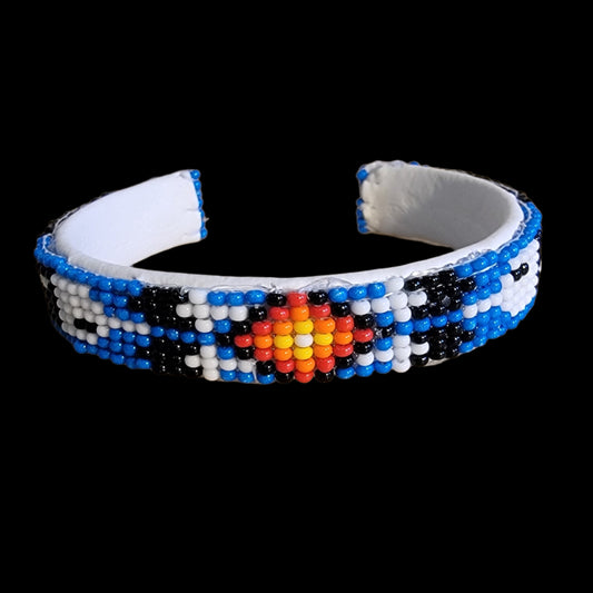 Beaded Navajo Bracelet w/Prayer Feathers Indian Beadwork