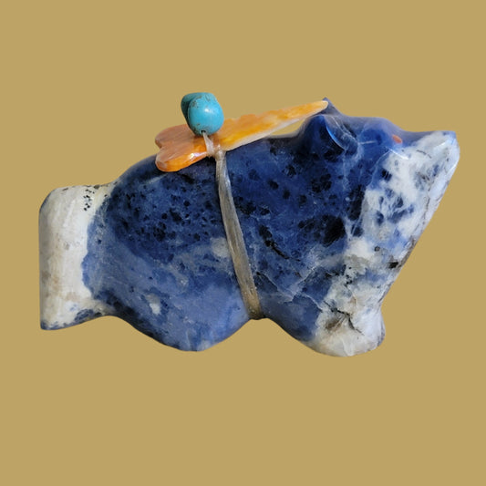 Sodalite Wolf w/ Colorful Pack Zuni Fetish