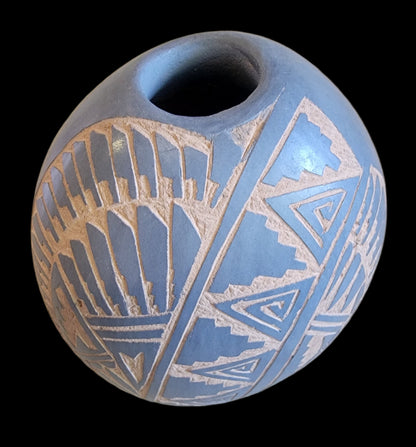 Jemez Greyware Highly Etched Pueblo Pottery Vase