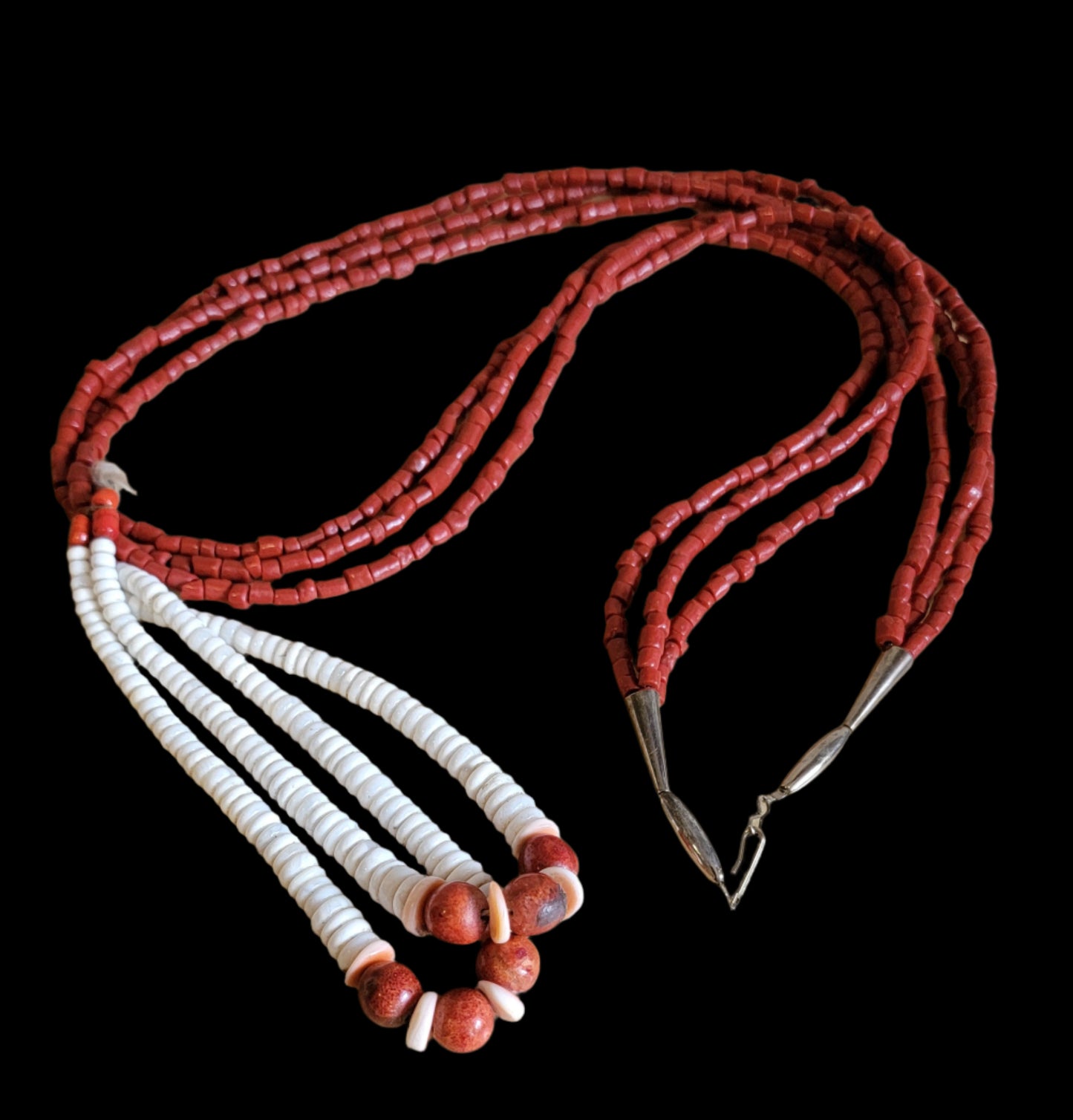 Old Pawn Coral Necklace w/Shell and Apple Coral Joclas Indian Jewelry