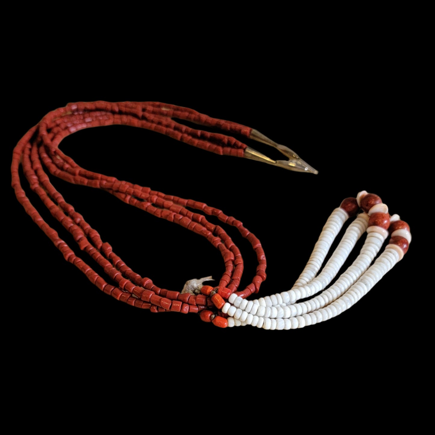 Old Pawn Coral Necklace w/Shell and Apple Coral Joclas Indian Jewelry