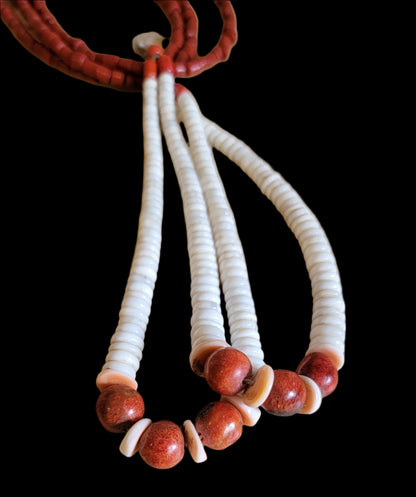 Old Pawn Coral Necklace w/Shell and Apple Coral Joclas Indian Jewelry