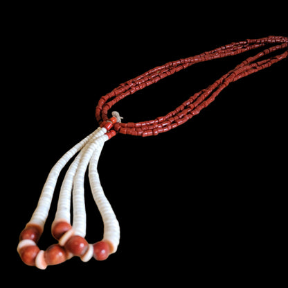 Old Pawn Coral Necklace w/Shell and Apple Coral Joclas Indian Jewelry