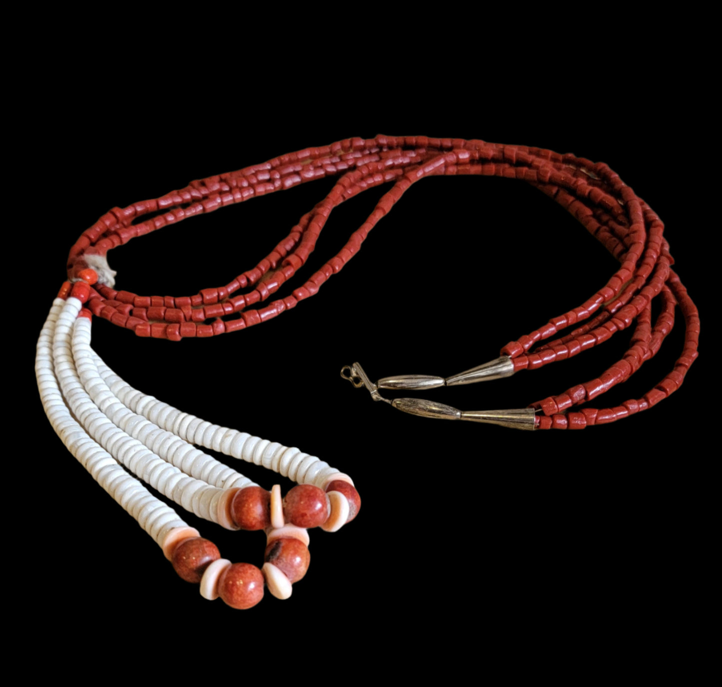 Old Pawn Coral Necklace w/Shell and Apple Coral Joclas Indian Jewelry