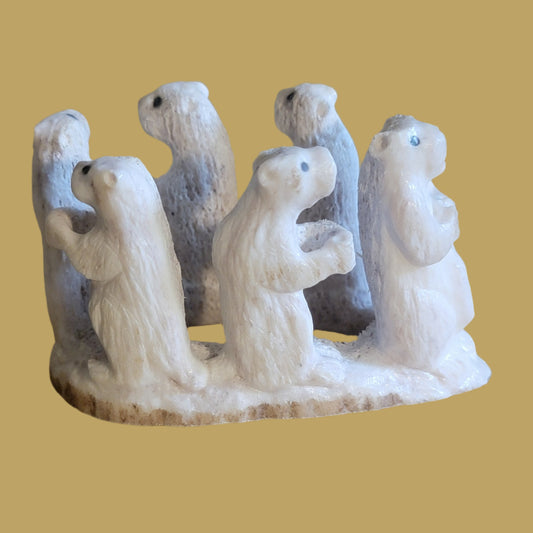 Antler Prairie Dog Family Zuni Fetish