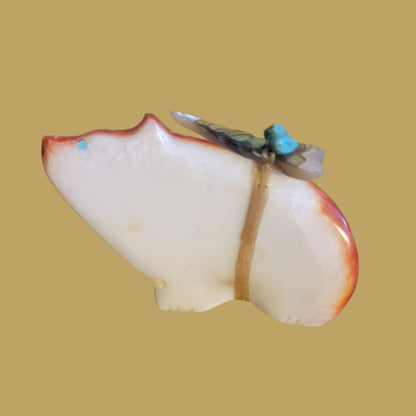 Spiny Oyster Shell Bear w/Pack Zuni Fetish