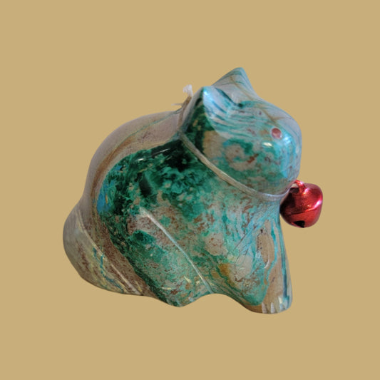 Beautiful Azurite Mix Kitty Cat w/Bell Collar Zuni Fetish