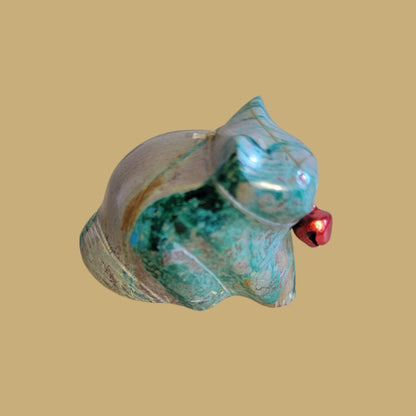 Beautiful Azurite Mix Kitty Cat w/Bell Collar Zuni Fetish