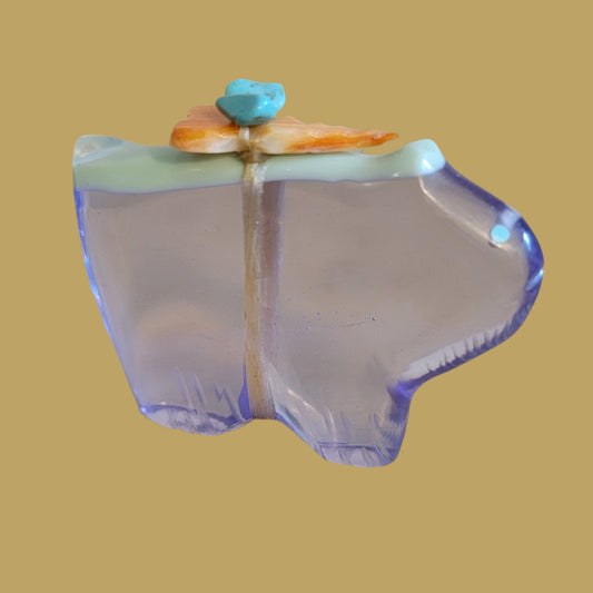 Purple Glass Bobcat w/Pack Zuni Fetish