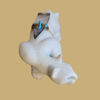 Serpentine Fish Rock  Crouching Mountain Lion Zuni Fetish