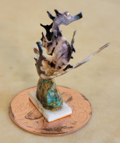 Shell and Copper Seahorse Zuni Fetish