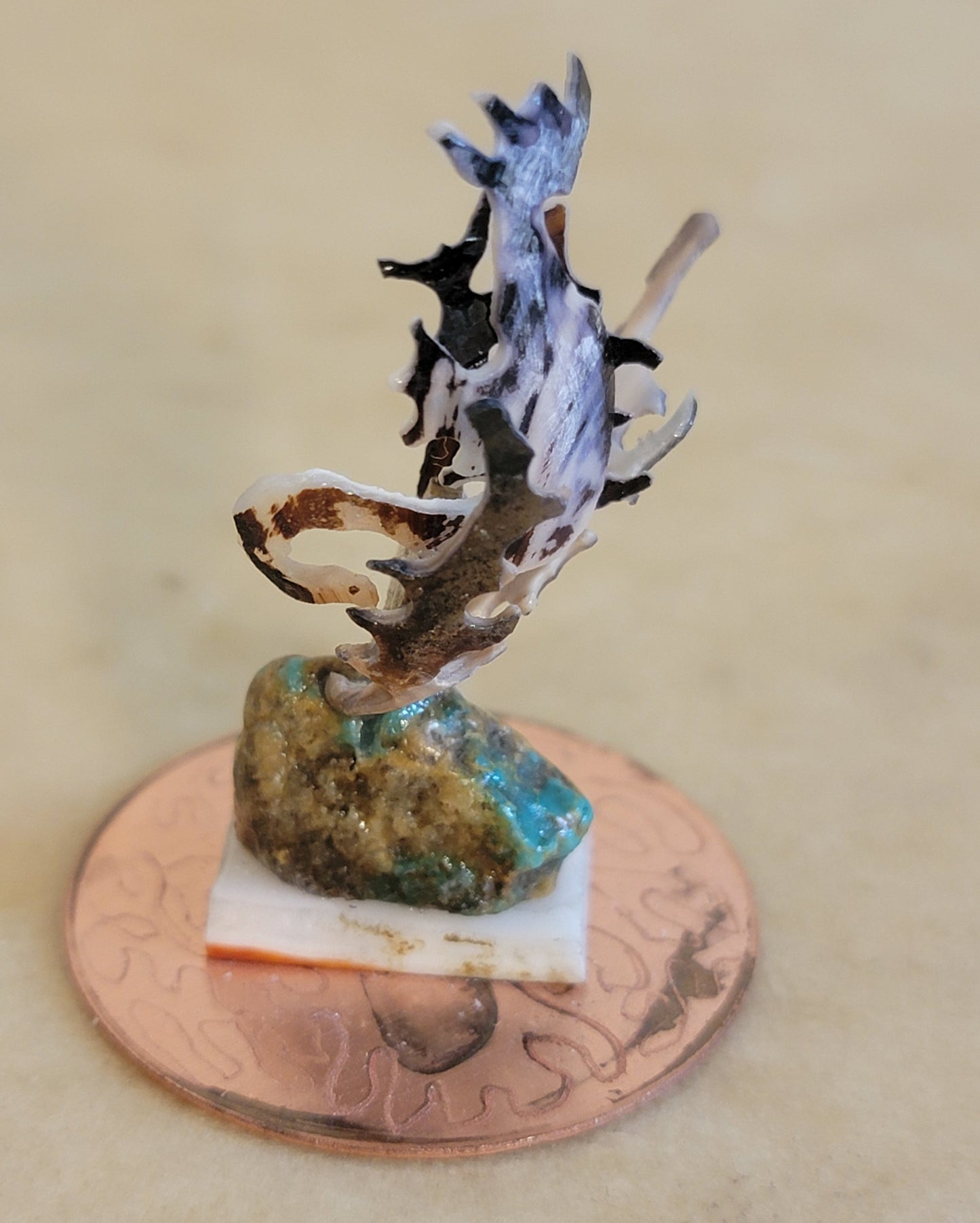Shell and Copper Seahorse Zuni Fetish