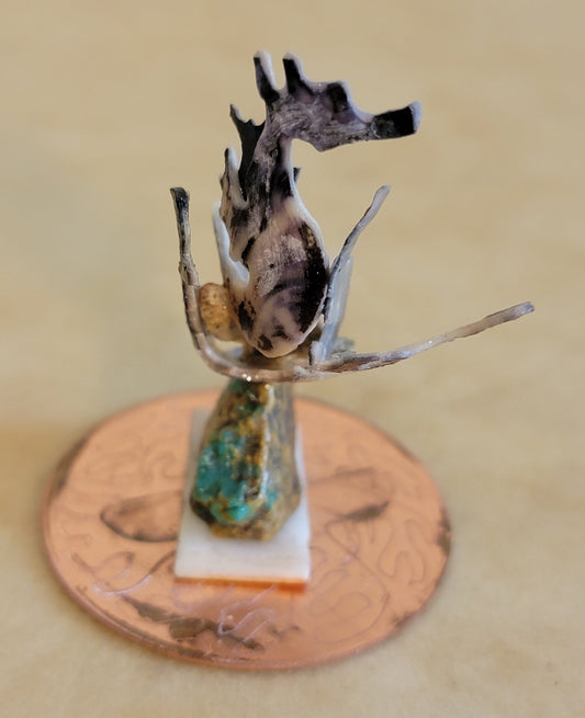 Shell and Copper Seahorse Zuni Fetish