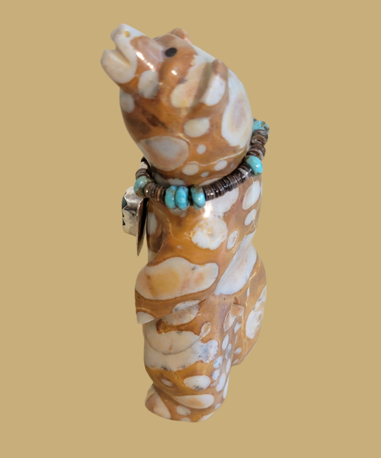 Fancy Tijillite Bear w/Sterling Silver Necklace Zuni Fetish