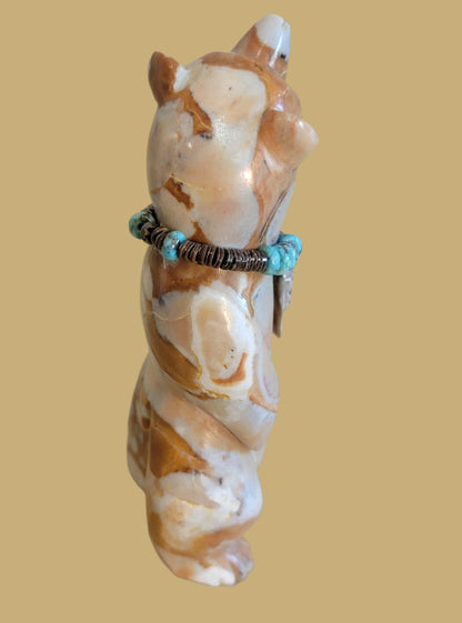 Fancy Tijillite Bear w/Sterling Silver Necklace Zuni Fetish