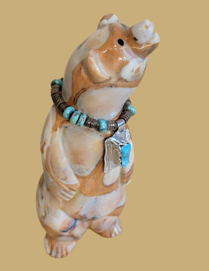 Fancy Tijillite Bear w/Sterling Silver Necklace Zuni Fetish