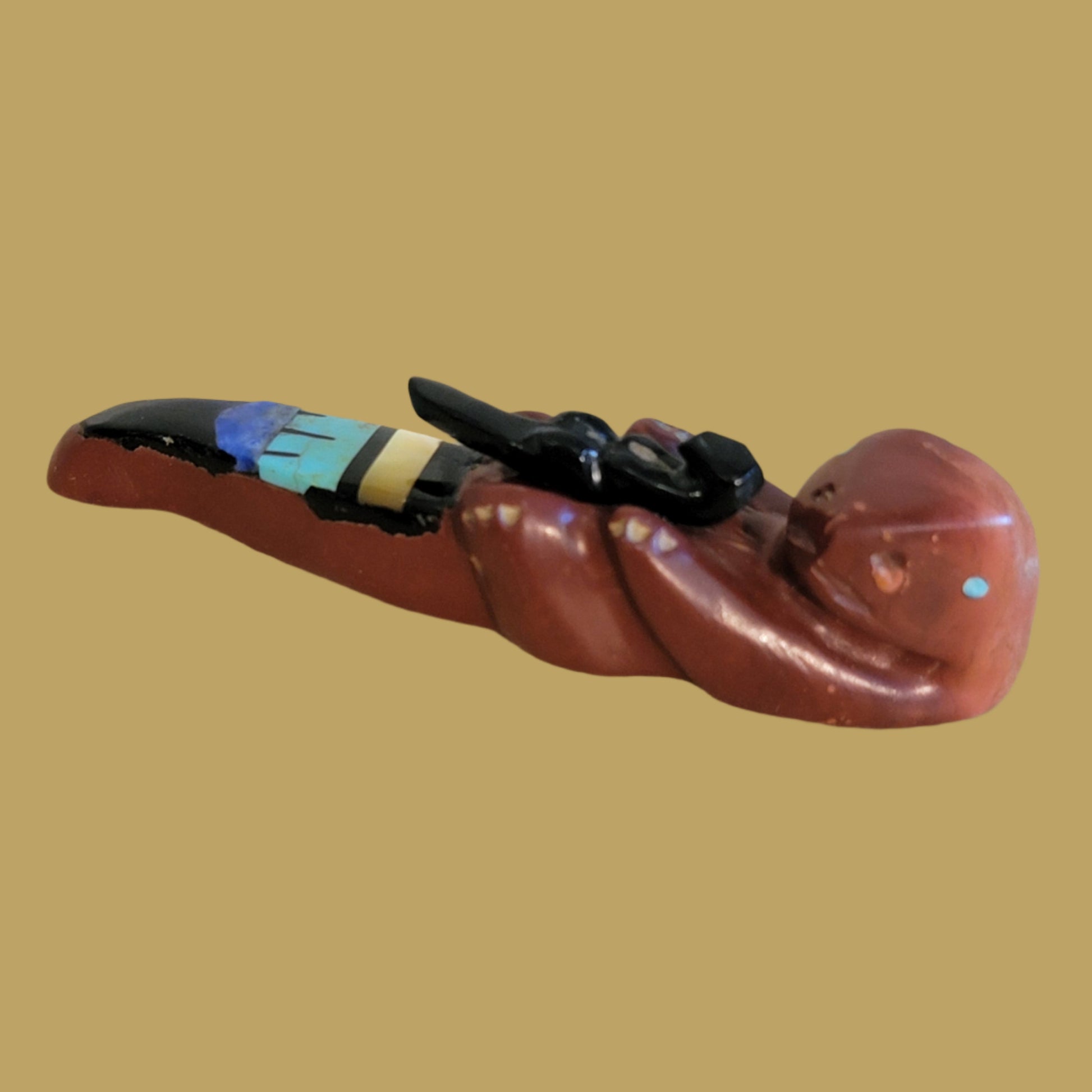 Inlaid Pipestone Otter w/Baby Zuni Fetish