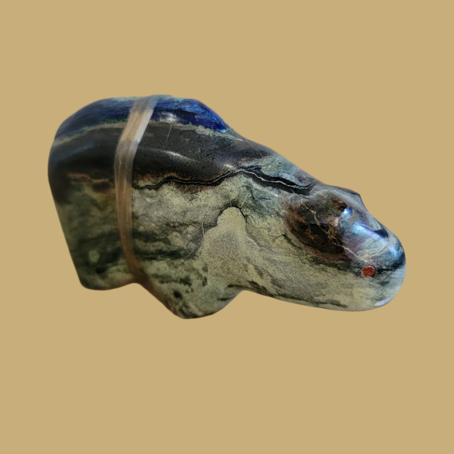 Mountain Lion w/Awesome Azurite Tail and Colorful Side Pack Zuni Fetish