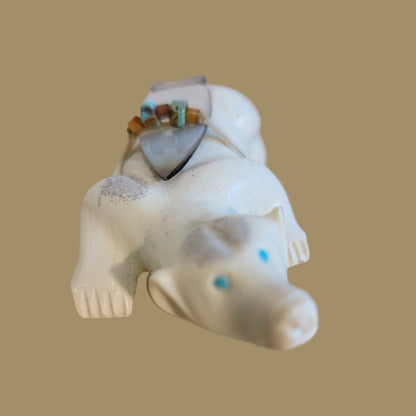 Serpentine Fish Rock Creeping Badger Zuni Fetish