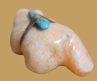 Peach Alabaster Walking Bear Zuni Fetish