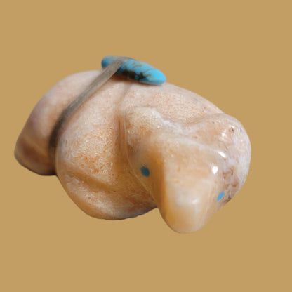 Peach Alabaster Walking Bear Zuni Fetish