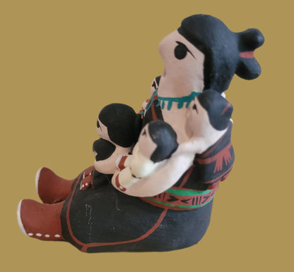Santo Domingo Pueblo Storyteller w/six Babies Pueblo Pottery