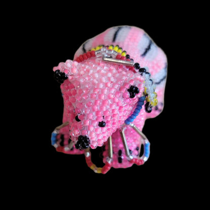 Fully Bead Bear Cub w/ Dangling Feather Indian Beadwork