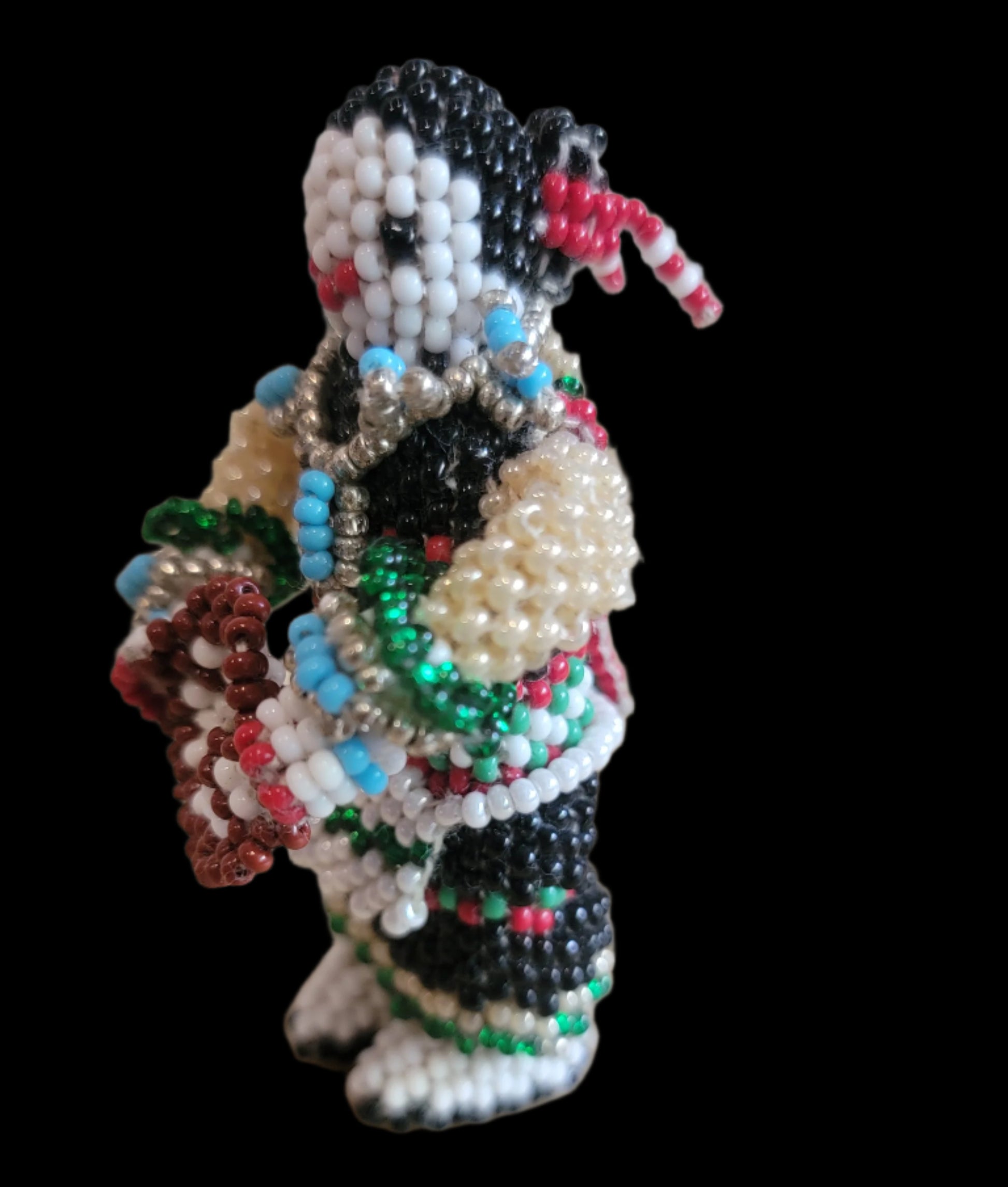 Fully Beaded Zuni Maiden w/  Basket Indian Beadwork