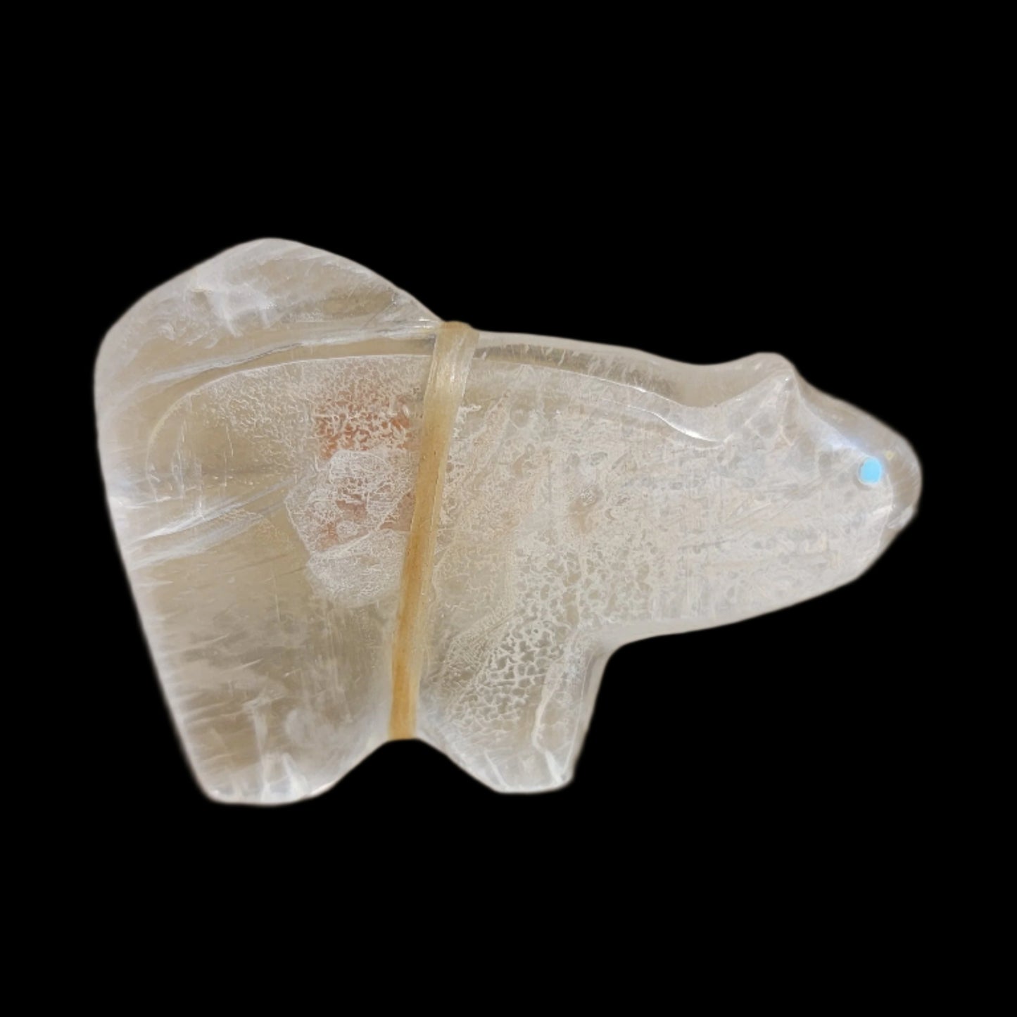 Selenite Mountain Lion w/Side Offering Zuni Fetish